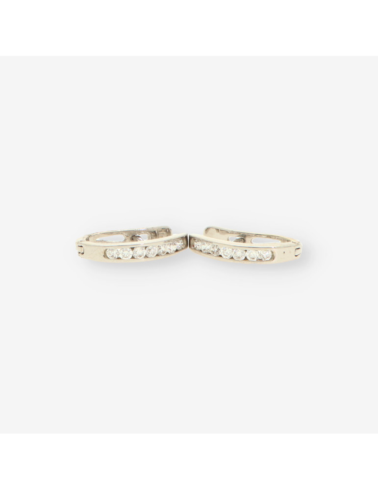 Pendientes oro blanco y circonitas