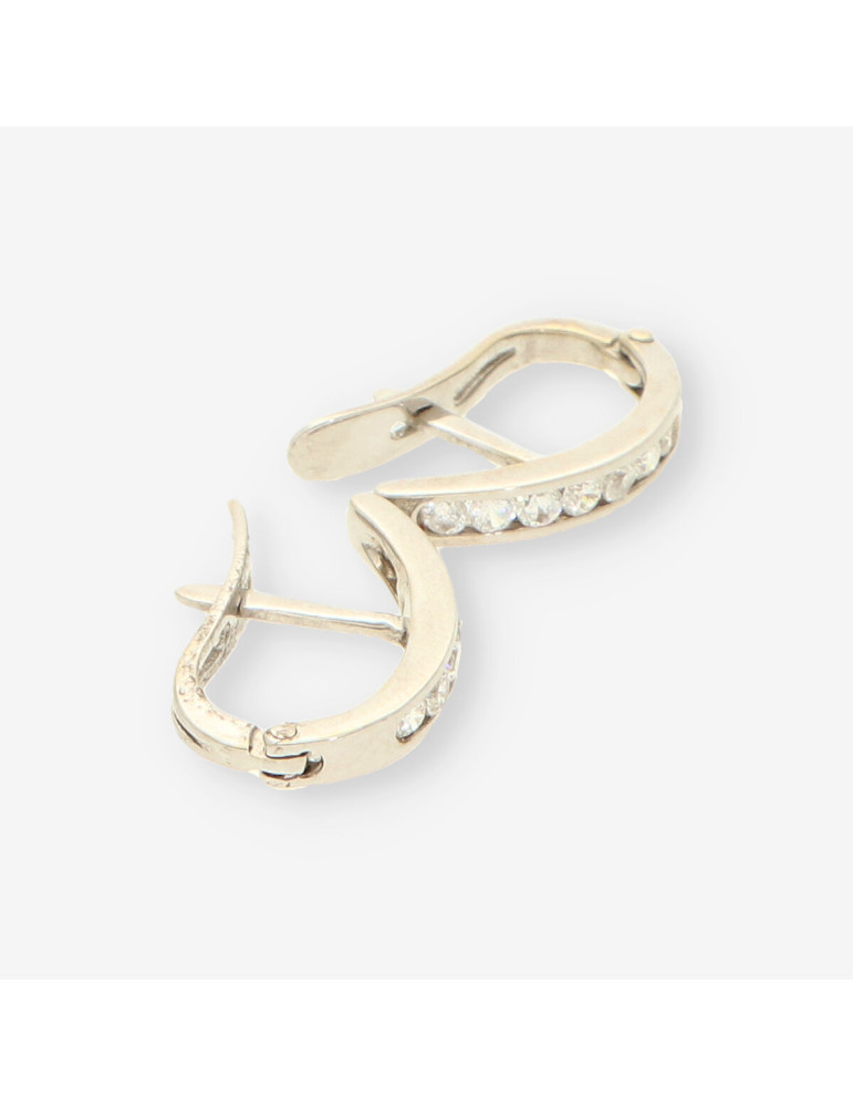 Pendientes oro blanco y circonitas