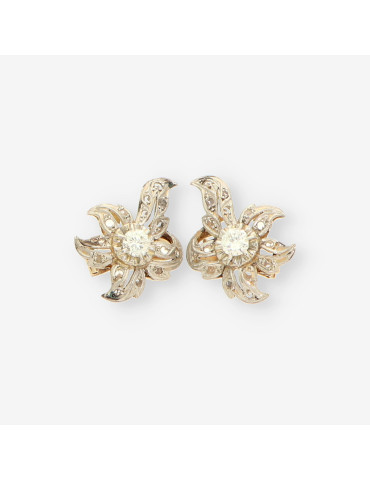 Pendientes oro/oro blanco y diamantes 