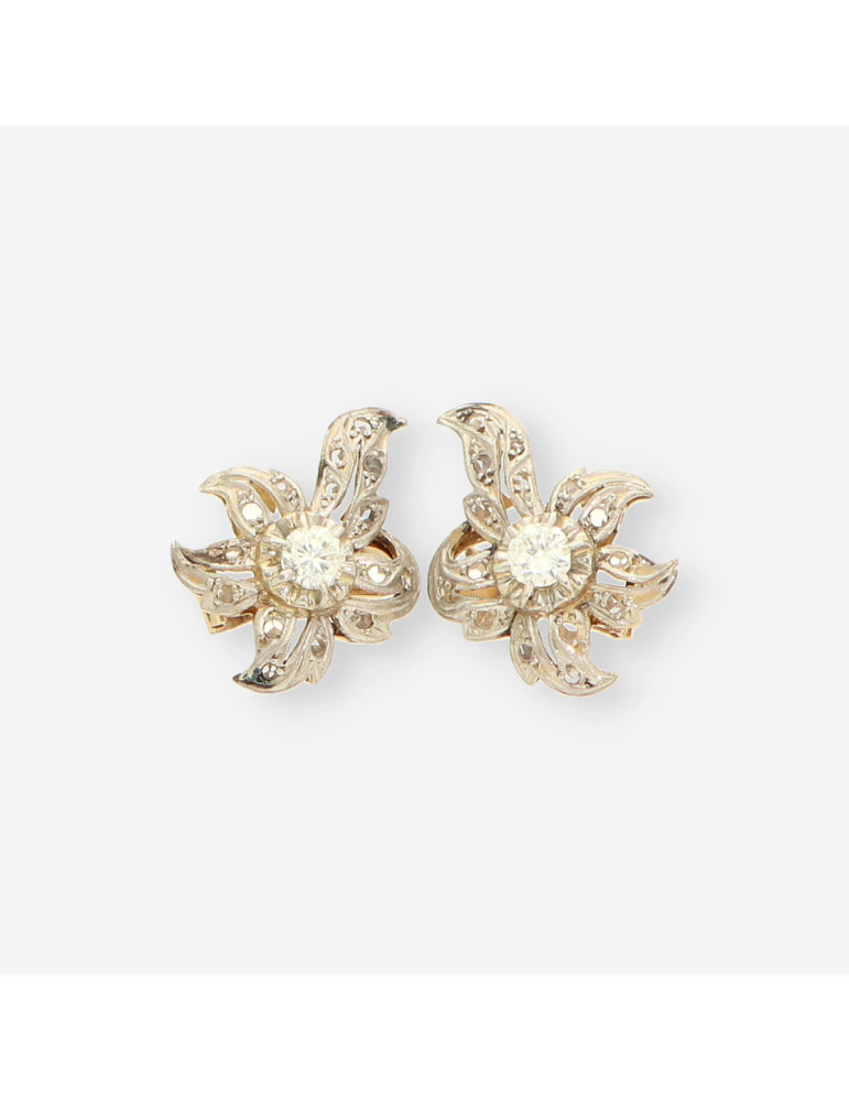 Pendientes oro/oro blanco y diamantes 