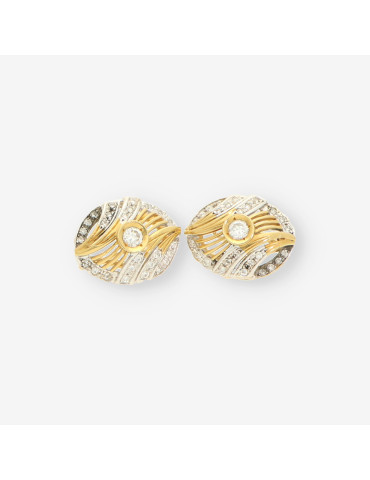 Pendientes oro bicolor y circonita