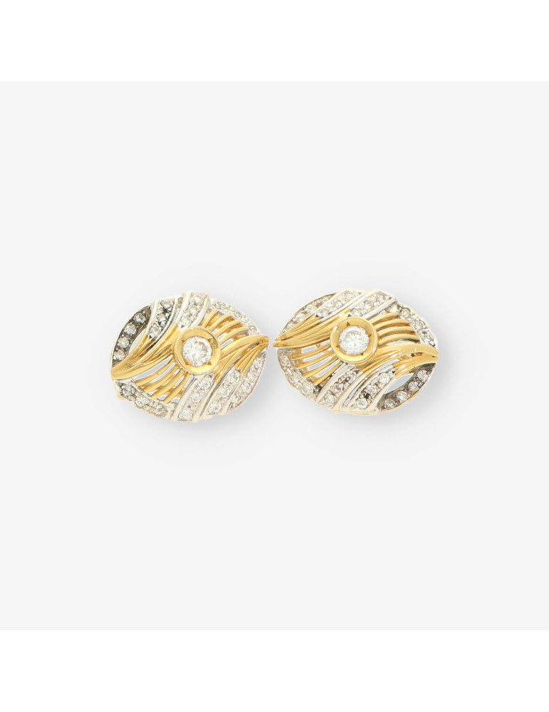 Pendientes oro bicolor y circonita