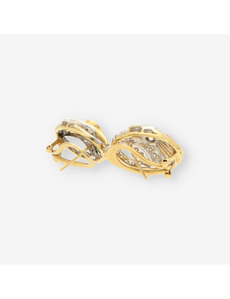 Pendientes oro bicolor y circonita