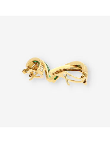 Pendientes Esmeralda oro y brillantes
