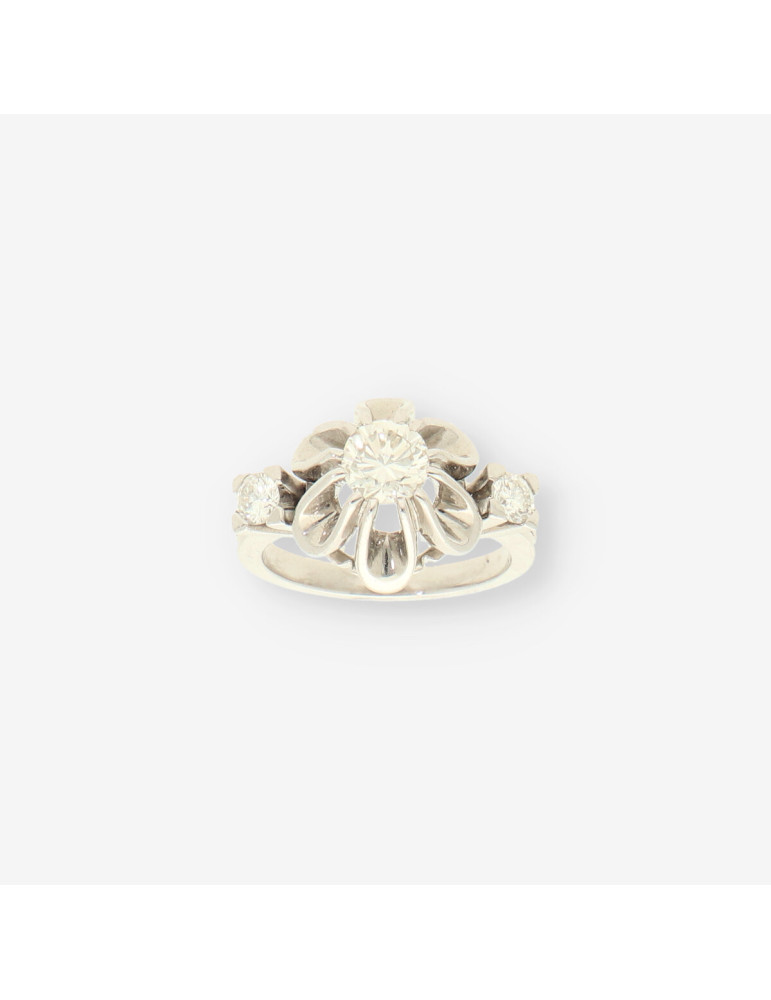 Anillo oro bl. y brillantes