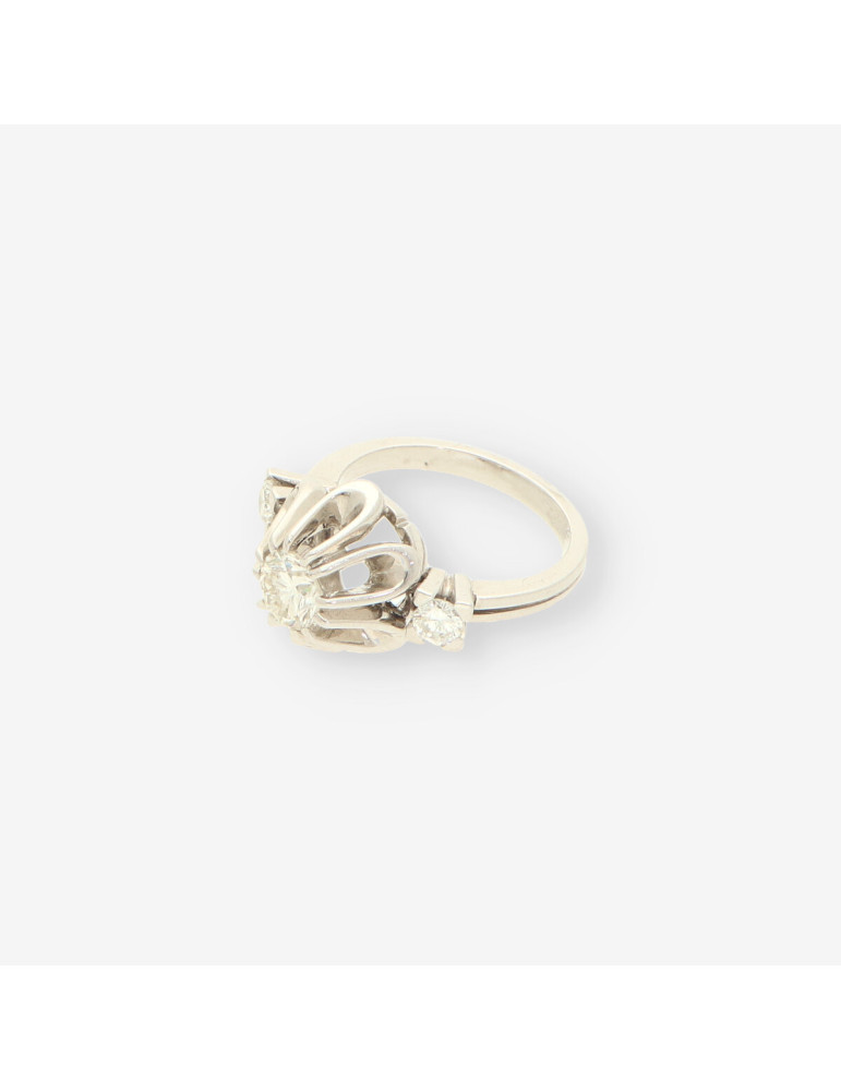 Anillo oro bl. y brillantes