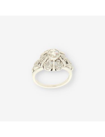 Anillo oro blanco y diamantes