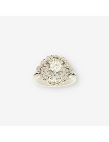Anillo oro blanco y bri aprox. 0,50 Qt