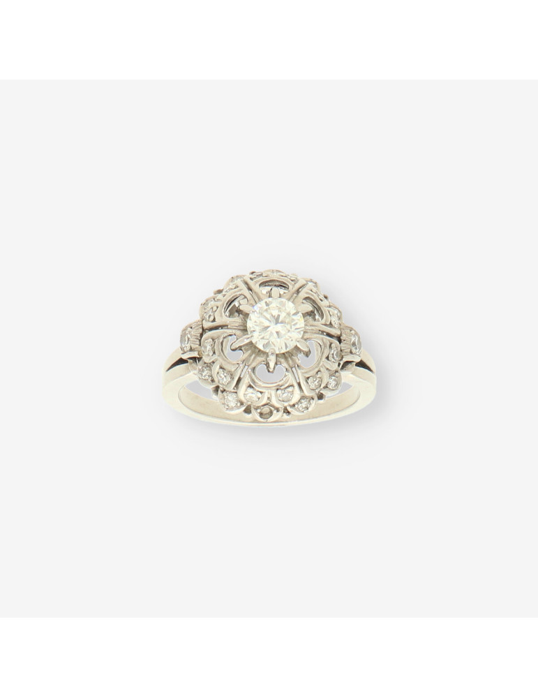 Anillo oro blanco y bri aprox. 0,50 Qt