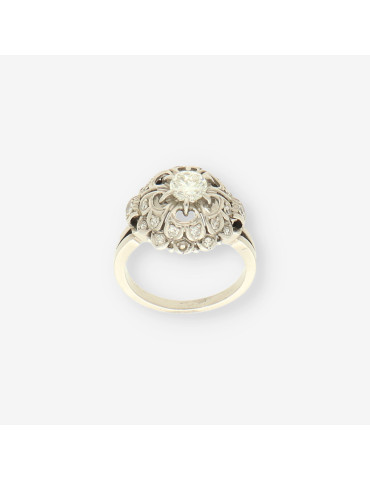 Anillo oro blanco y bri aprox. 0,50 Qt