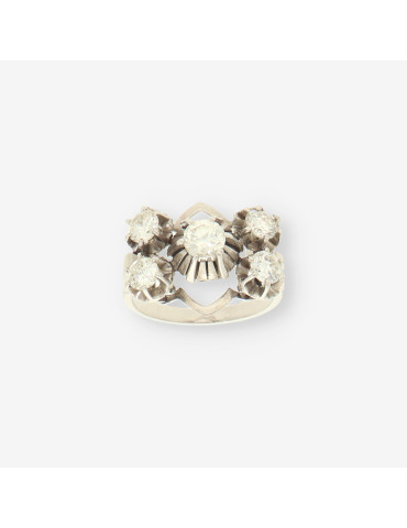Anillo oro blanco y bri