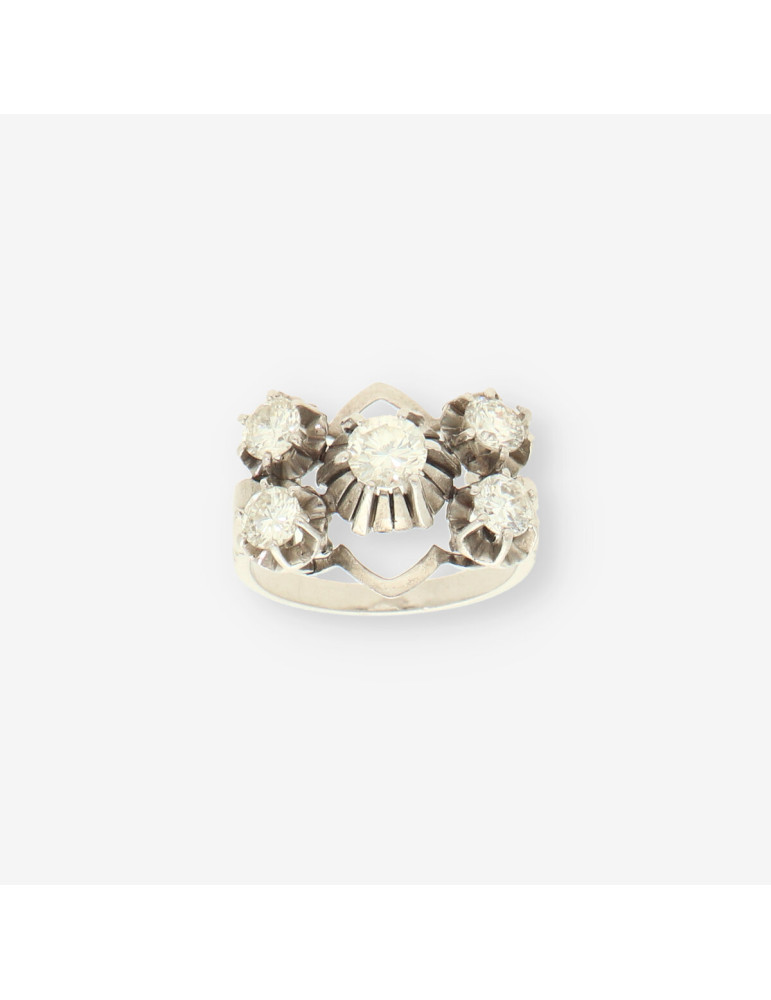 Anillo oro blanco y bri