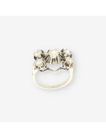 Anillo oro blanco y bri