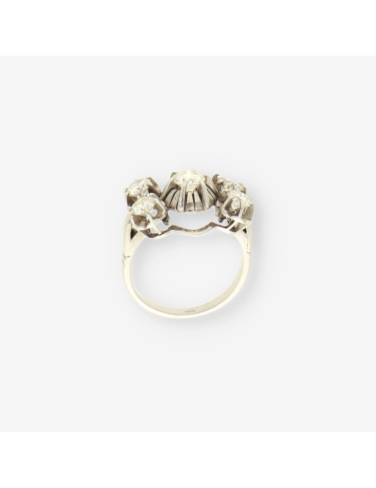 Anillo oro blanco y bri