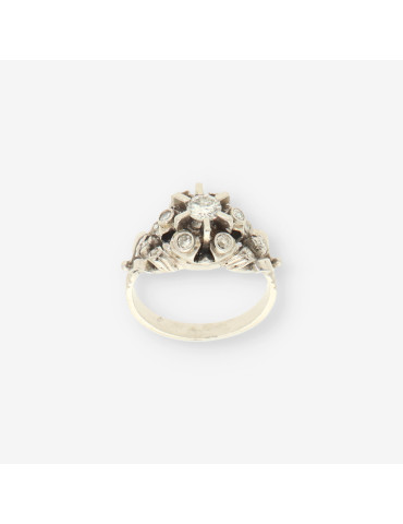 Anillo oro blanco y bri