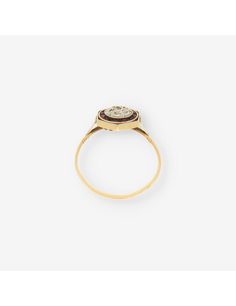 Anillo Vintage Diamantes,RubÃ­ y oro