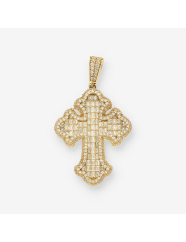 Colgante cruz oro y circonitas