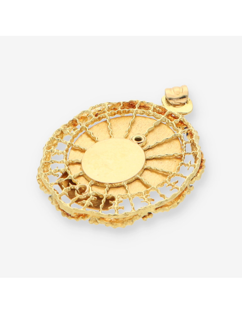 Medalla Virgen Esmalte azul y oro