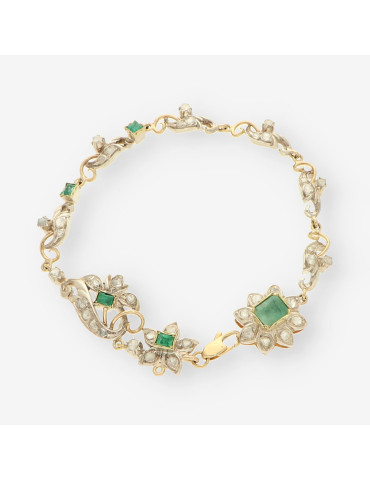 Pulsera Vintage Esmeralda y Diamantes