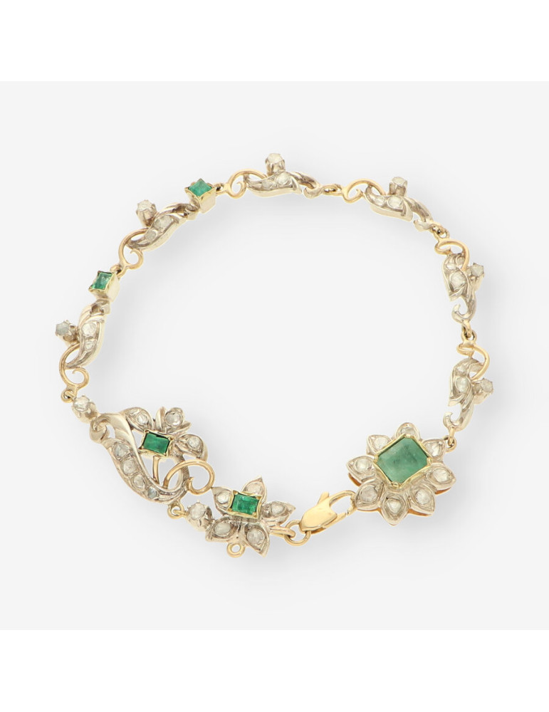 Pulsera Vintage Esmeralda y Diamantes