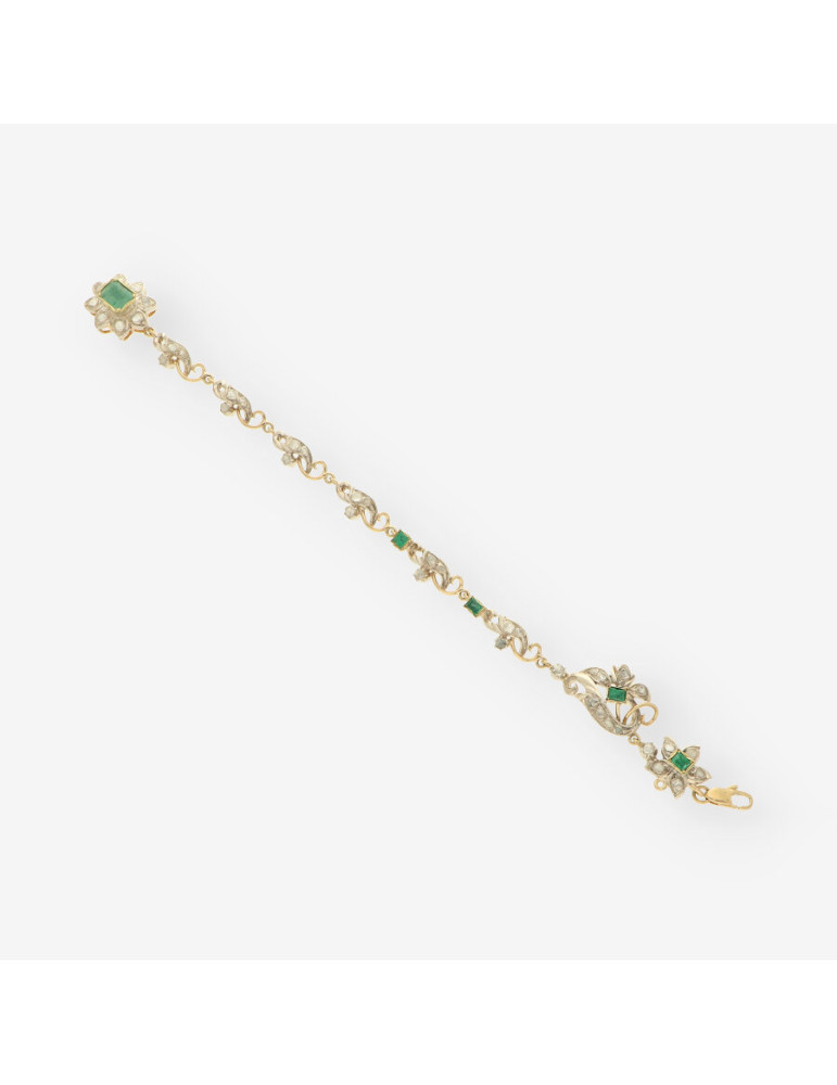 Pulsera Vintage Esmeralda y Diamantes
