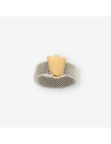 Anillo TOUS tulipan acero y oro