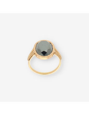 Anillo oro piedra negra