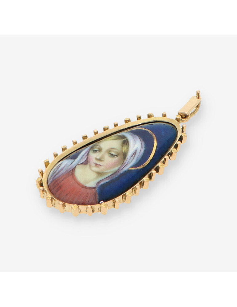 Colgante Virgen esmalte y oro