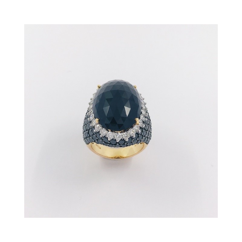 Anillo en oro rosa 18kt con brillantes y Ã³nix