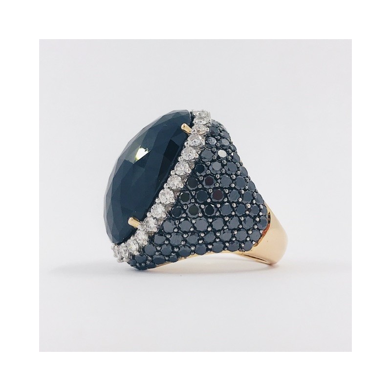 Anillo en oro rosa 18kt con brillantes y Ã³nix