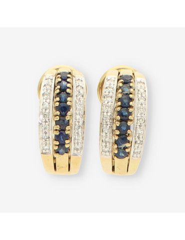 Pendientes zafiros oro y brillantes