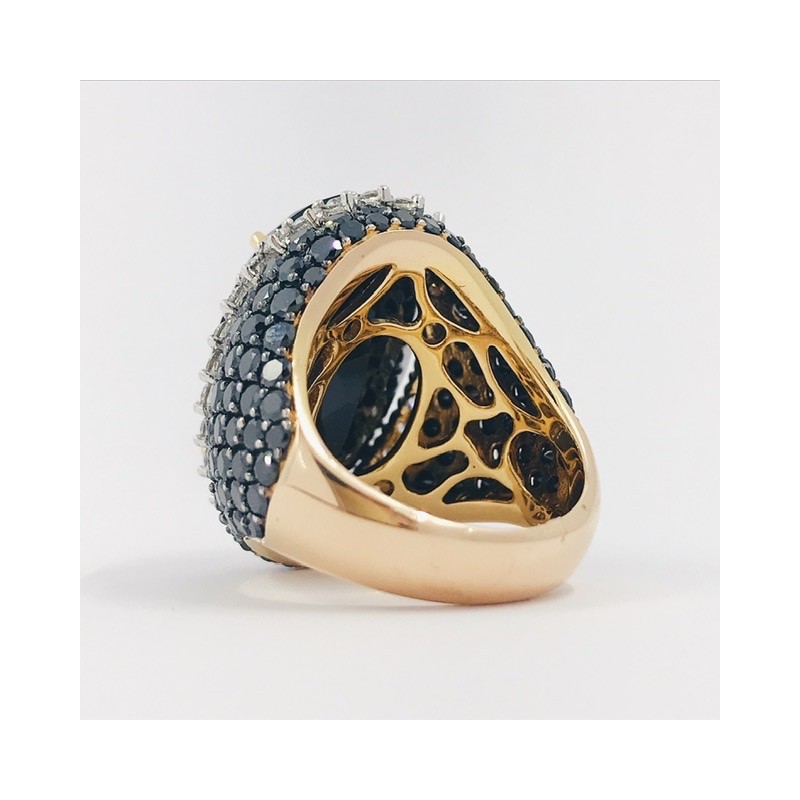 Anillo en oro rosa 18kt con brillantes y Ã³nix