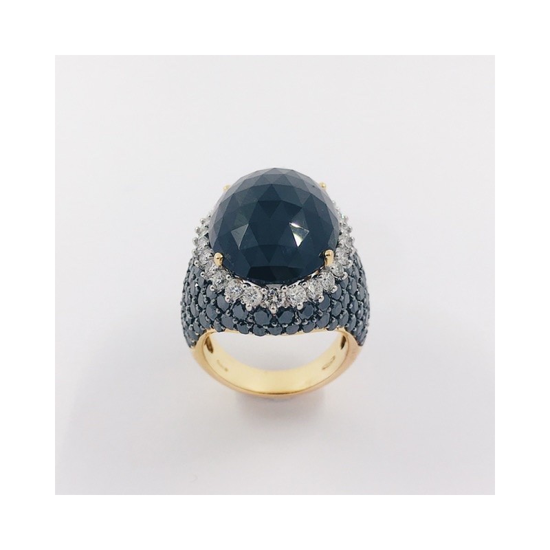 Anillo en oro rosa 18kt con brillantes y Ã³nix