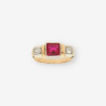 Anillo oro p. roja y brillantes