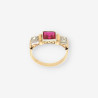 Anillo oro p. roja y brillantes