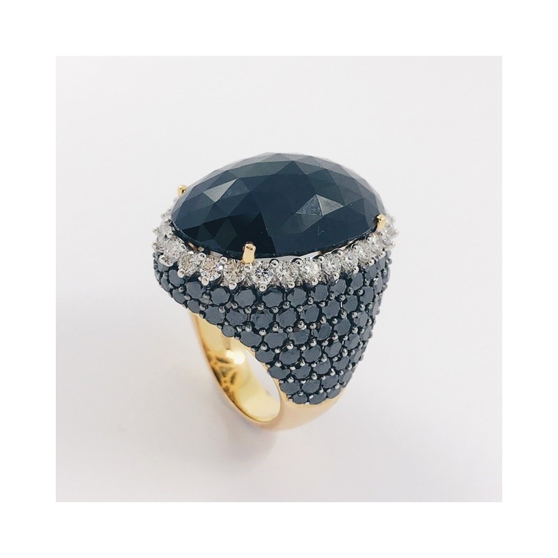 Anillo en oro rosa 18kt con brillantes y Ã³nix