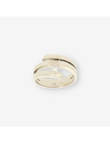 Anillo oro blanco y bri
