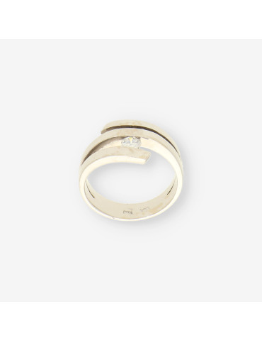 Anillo oro blanco y bri