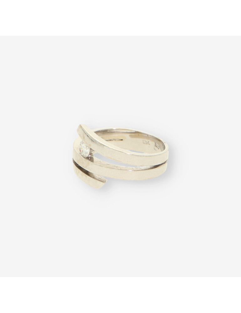 Anillo oro blanco y bri
