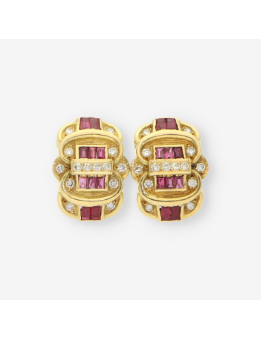 Pendientes rubÃ­ oro y brillantes