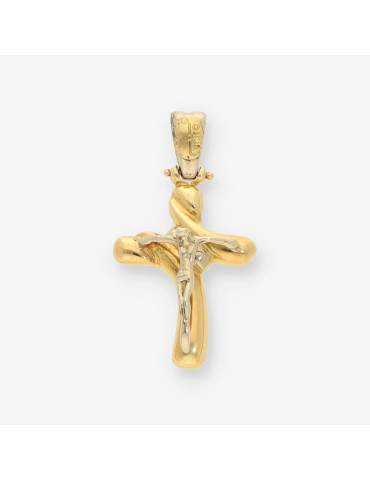 Cruz oro blanco y oro amarillo