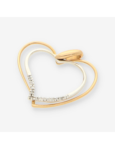 Colgante corazÃ³n oro/oro blanco 