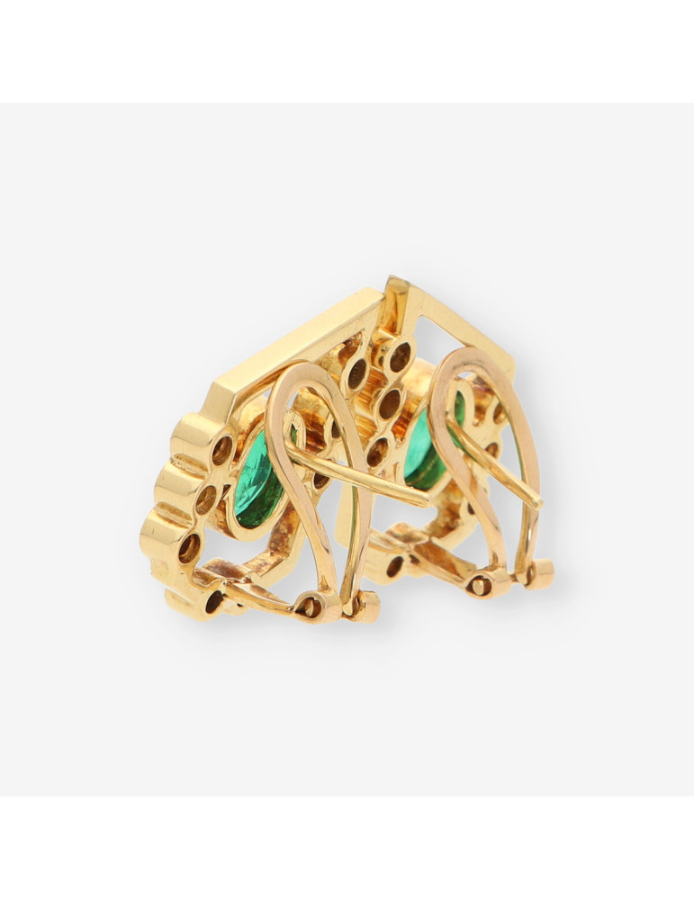 Pendientes Esmeralda oro y brillantes