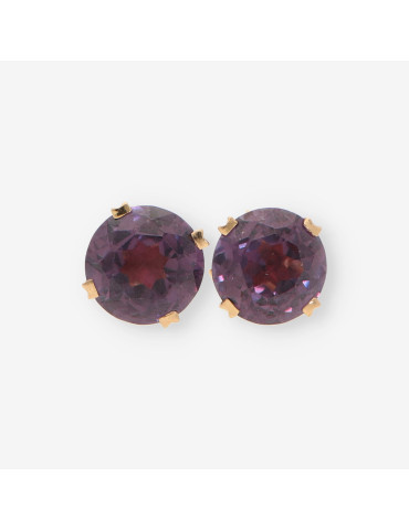 Pendientes 4 grapas oro y p. lila