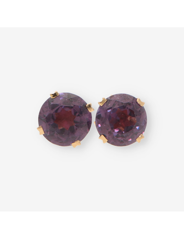 Pendientes 4 grapas oro y p. lila