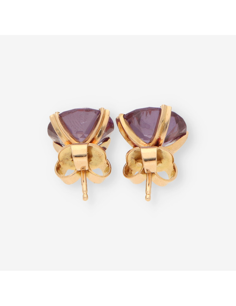 Pendientes 4 grapas oro y p. lila