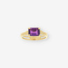 Anillo Solitario oro y p. lila