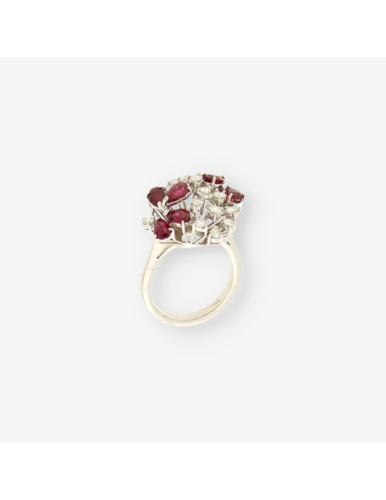 Anillo oro bl. rubÃ­ y brillantes