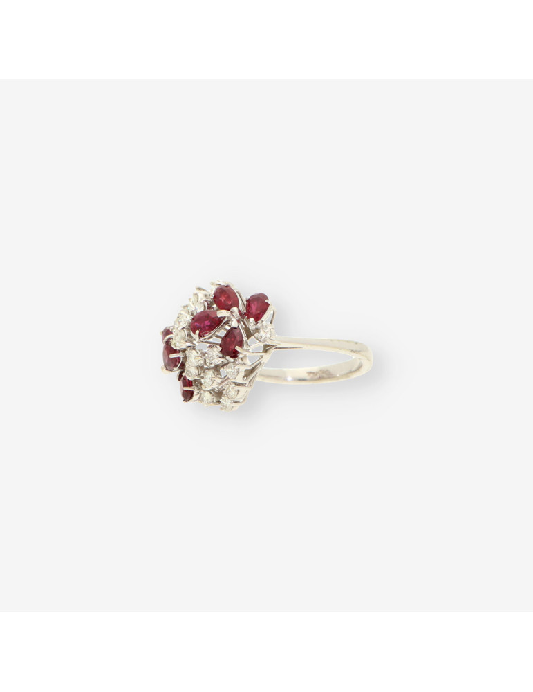 Anillo oro bl. rubÃ­ y brillantes