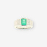 Anillo oro blanco Esmeralda y brillantes